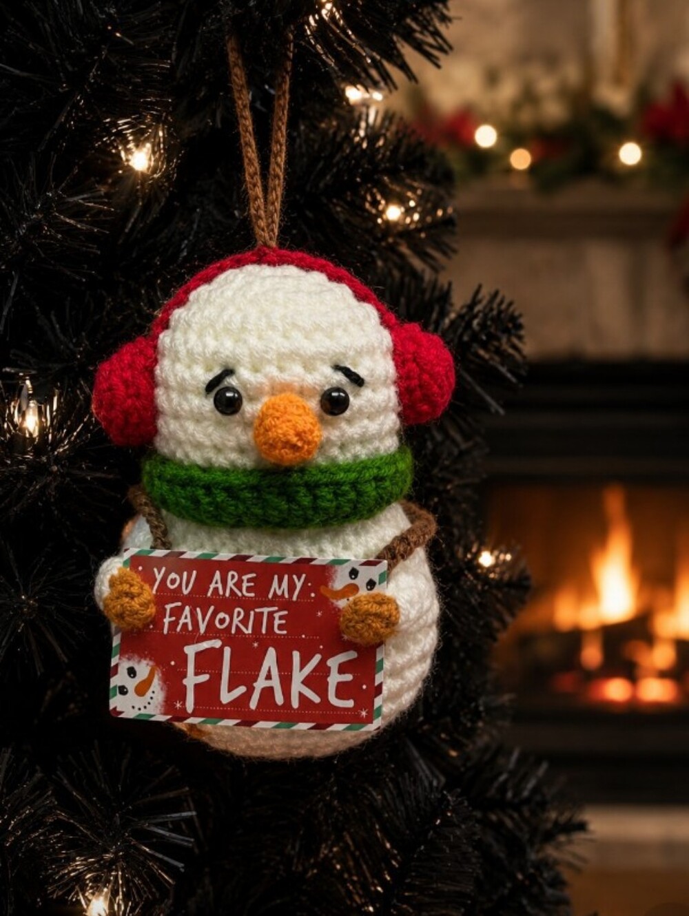 Hand Crafted White Snowman with Red Ear Muffs and Green Scarf - Picture 12 of 12